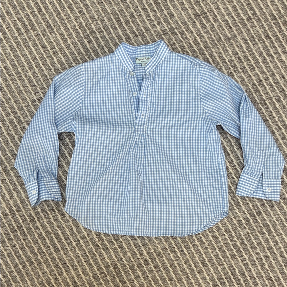 Papo d’ Anjo Blue Gingham Shirt (Size 4)